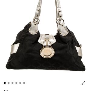 Versace Black and Silver Shoulder Bag